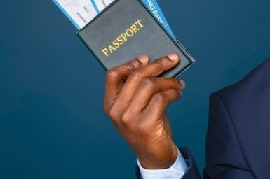 Front view male flight attendant posing _ Free Photo